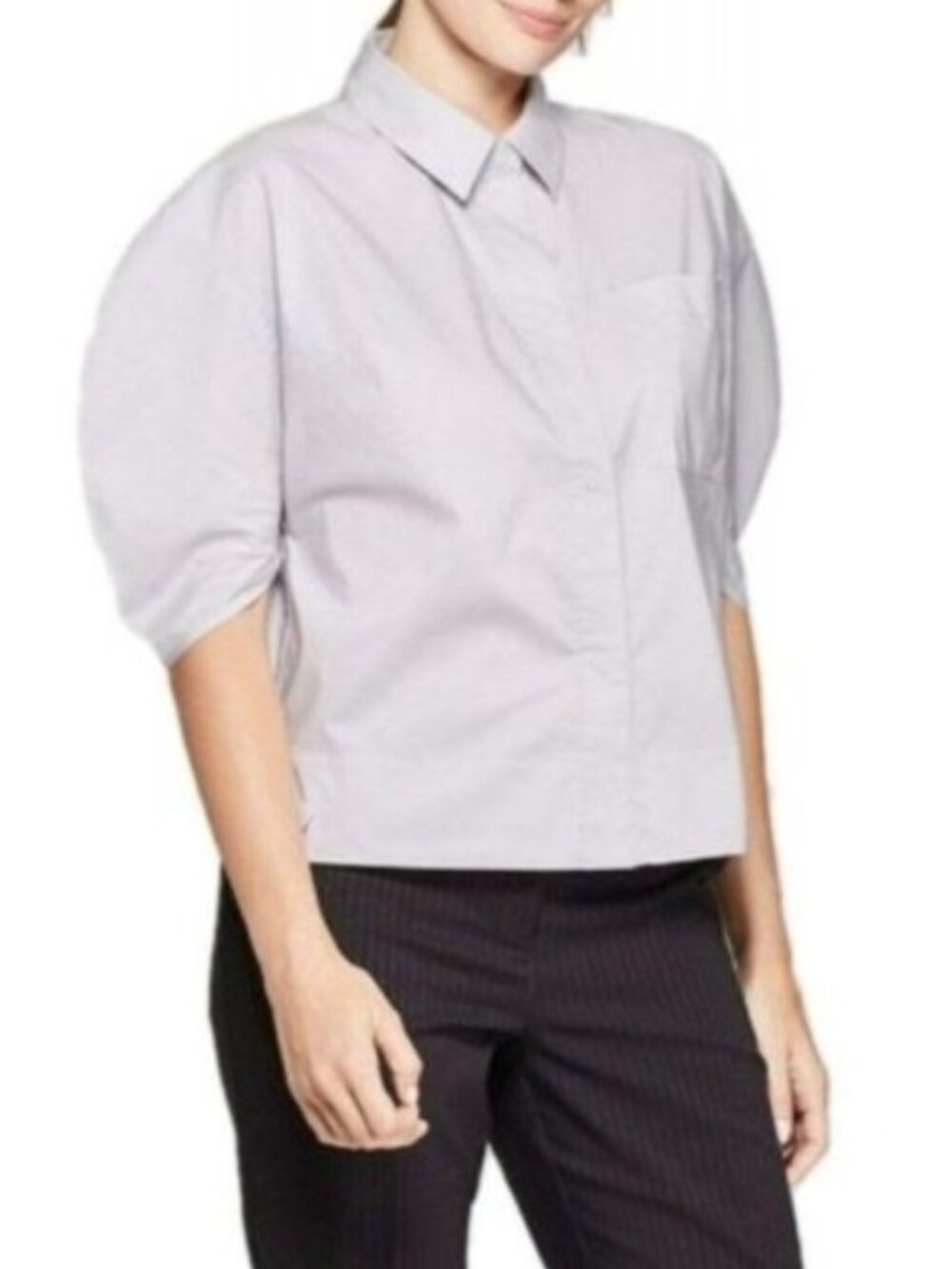 Prologue Lavender Half Sleeve Rounded Shoulder Oversized Snap Button Shirt XL